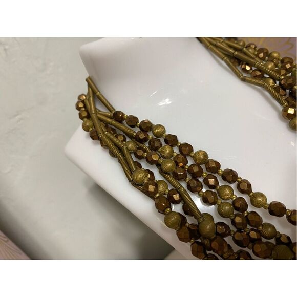 VINTAGE SILPADA style 925 SILVER NECKLACE COPPER SEED MULTI-STRAND CLASSIC - Picture 6 of 12